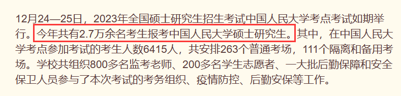 中国人民大学2023年考研有多少人报考？