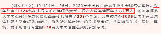 哈尔滨师范大学2023年考研有多少人报考？